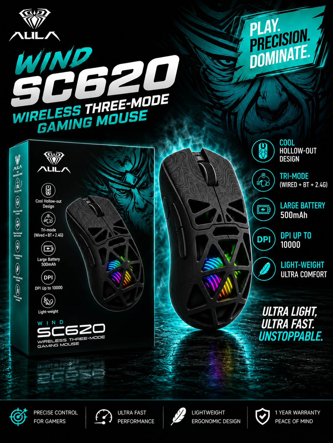 AULA SC620 Gaming Mouse Black